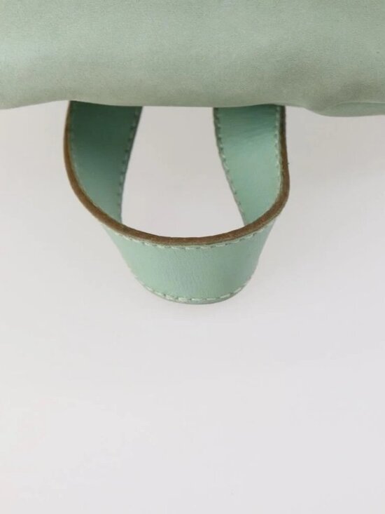Salvatore Ferragamo Gancini Backpack Suede Green Gold Auth BAZ453